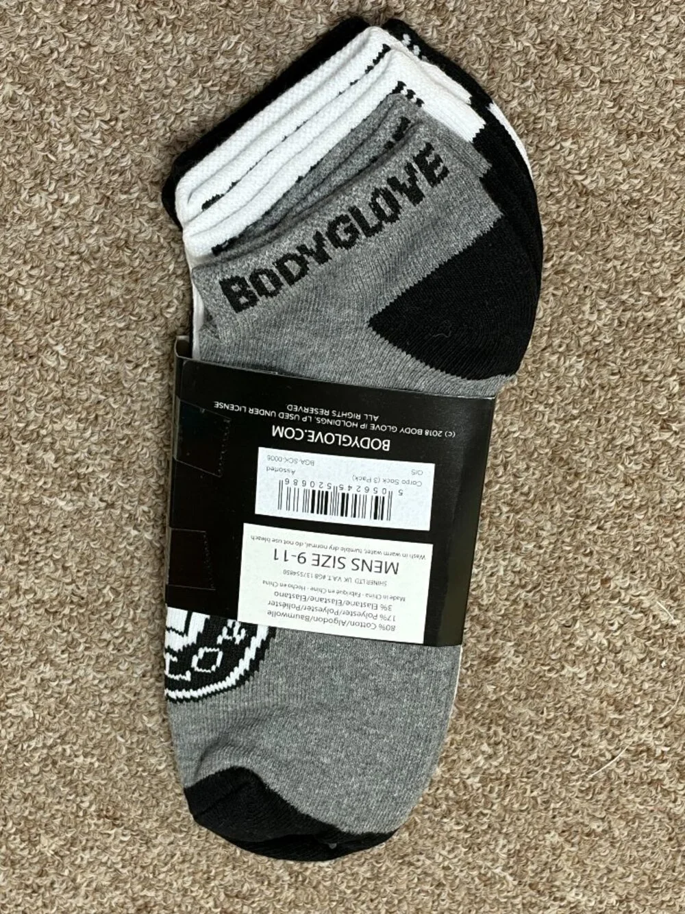 Body Glove Ankle Socks 3-Pack Men's Size 9-11